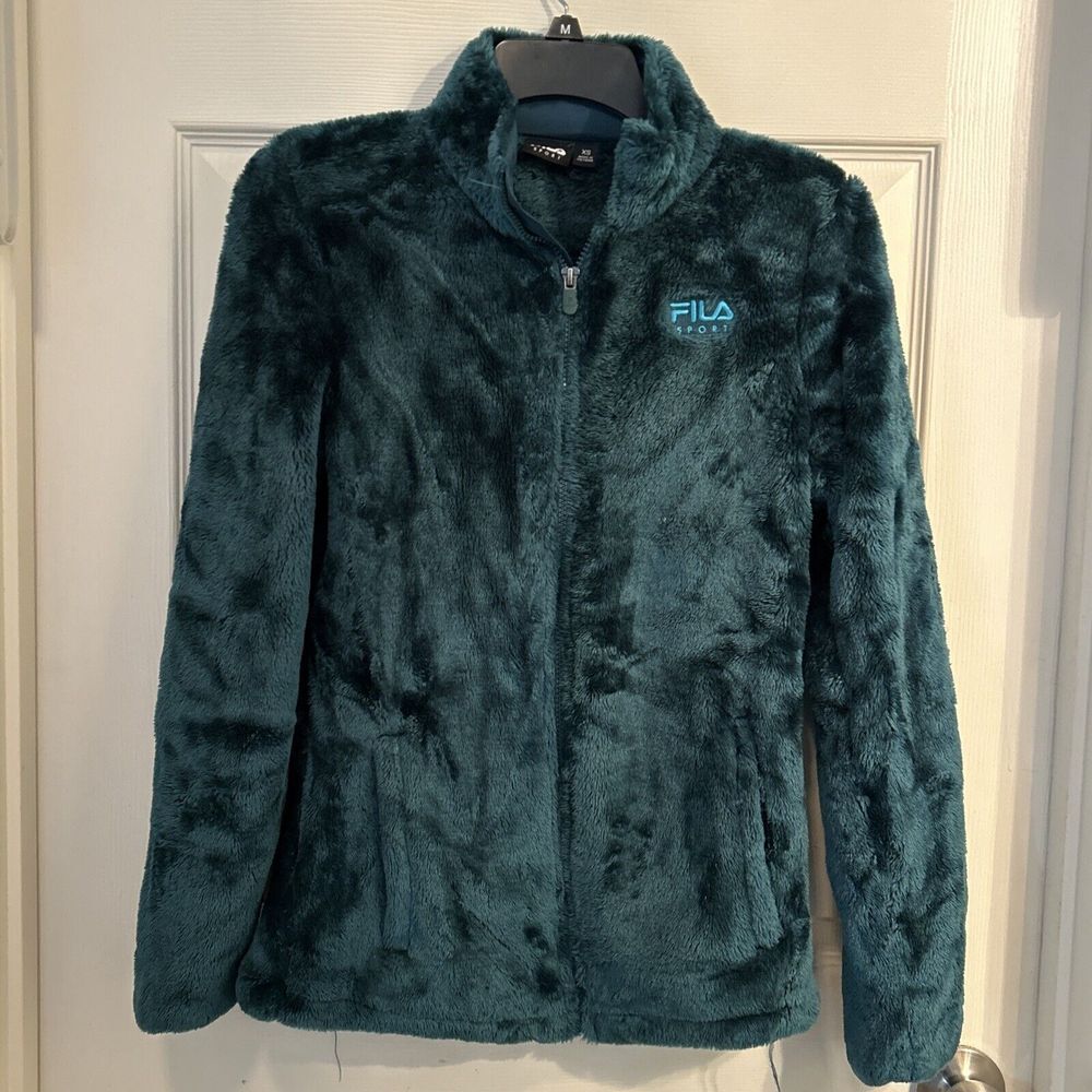 FILA SPORT Women's Small Fleece Full Zip Green Jacket Super Soft‎